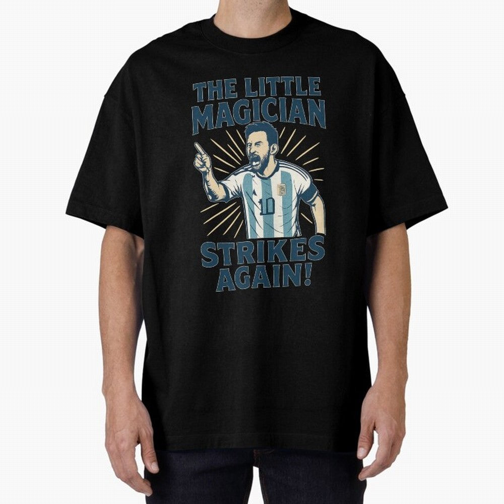 Messi - The Magician Oversized T-Shirt Make Memories around the FIFA World Cup 2026 USA Canada Mexico Journey through Messi and Cristiano Ronaldo Highlights, Portugal Pride, Champion Mindset, Group Stage Buzz, Knockout Tension and Passionate Fan