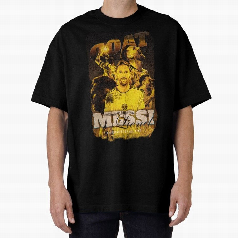 Messi The GOAT Oversized T-Shirt Bring a Vintage Feel to Match Day Hype around FIFA World Cup 2026 Group Stage, Mbappe, France, Championship Spirit, Famous Goals, Roaring Crowds and International Football Unity; Great for Supporters Who Love