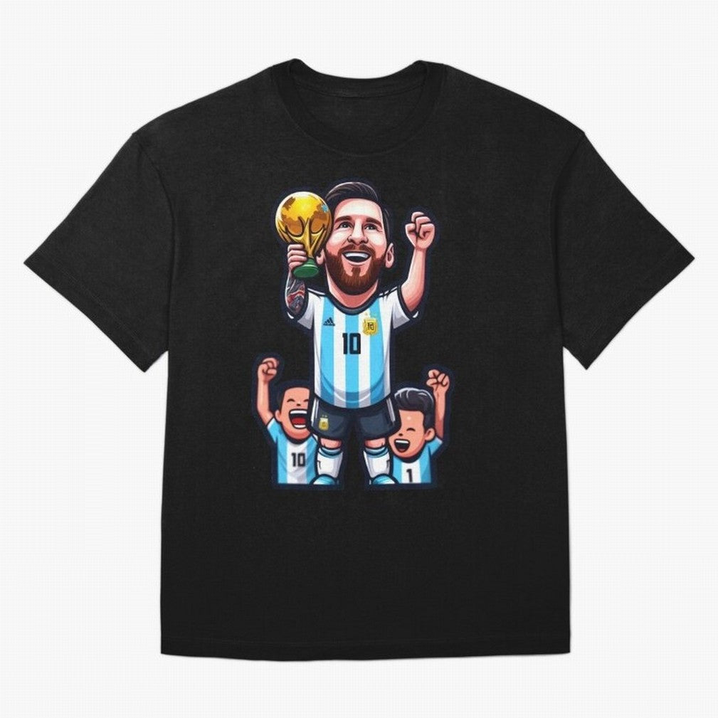 Lionel Messi Digital Print on T-Shirt Classic T-Shirt Show Up for the Glory of Global Football Passion for FIFA World Cup 2026 Group Stage, with Messi and Cristiano Ronaldo, Portugal, Spain and Germany, Classic Soccer Heritage, Championship
