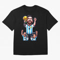 Lionel Messi Digital Print on T-Shirt Classic T-Shirt Show Up for the Glory of Global Football Passion for FIFA World Cup 2026 Group Stage, with Messi and Cristiano Ronaldo, Portugal, Spain and Germany, Classic Soccer Heritage, Championship