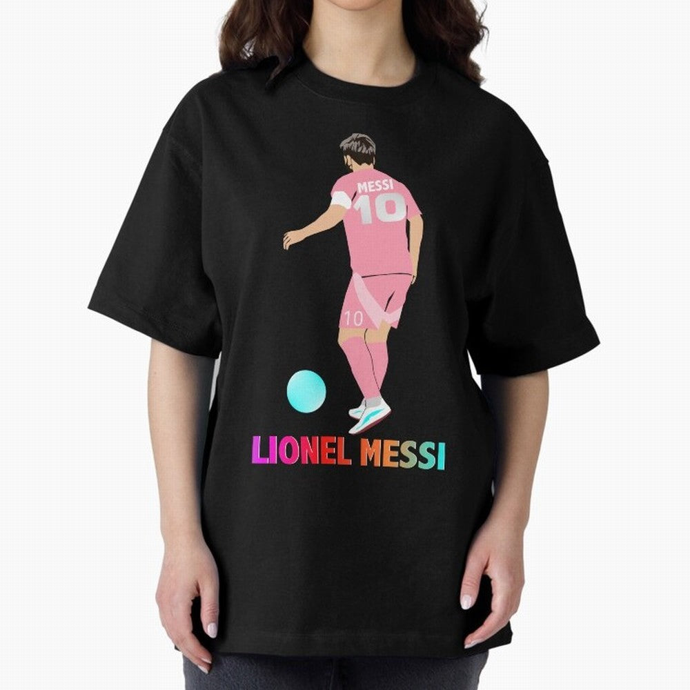 Lionel Messi illustration Oversized T-Shirt Capture FIFA World Cup 2026 Group Stage for Fans of Haaland and England and Germany, Bringing Football Passion, Legendary Performances, Festival Vibes and Supporter Community; Made for Die Hard