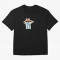 Lionel Messi Argentina Celebration Sticker Oversized T-Shirt Cheer through Every Moment of FIFA World Cup 2026 USA Canada Mexico for Fans of Messi, Neymar and Mbappe and Argentina, France and Brazil, Bringing Game Day Rituals, Football Legends,