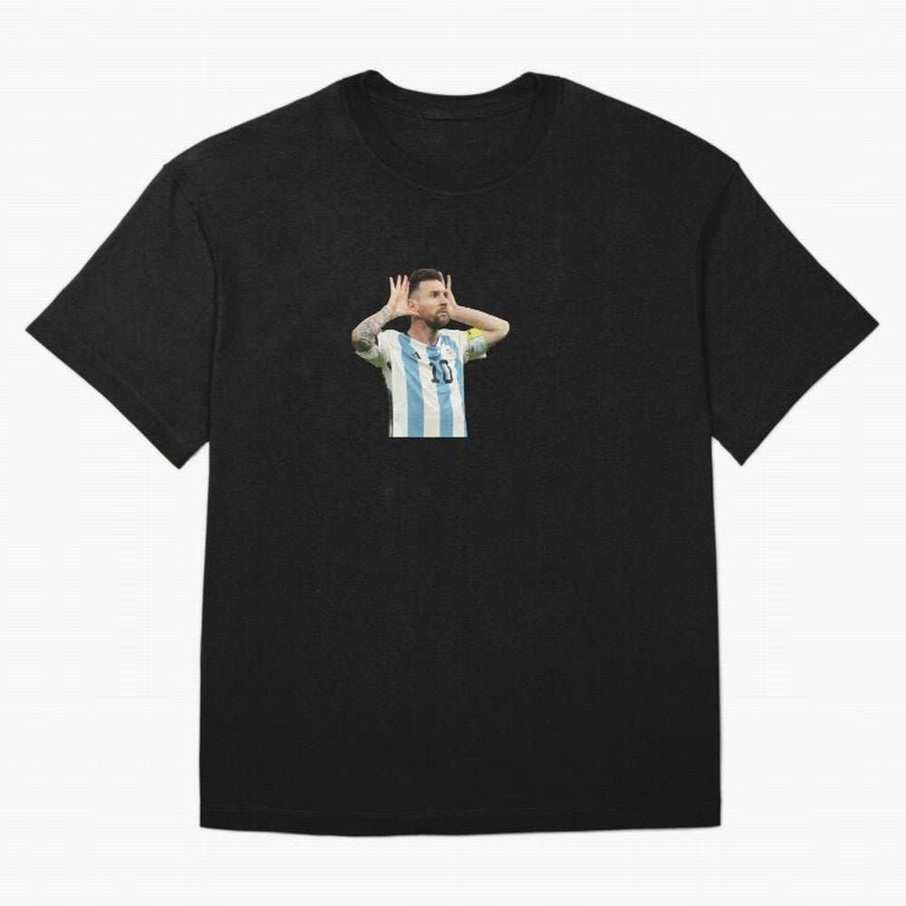 Lionel Messi Argentina Celebration Sticker Oversized T-Shirt Cheer through Every Moment of FIFA World Cup 2026 USA Canada Mexico for Fans of Messi, Neymar and Mbappe and Argentina, France and Brazil, Bringing Game Day Rituals, Football Legends,