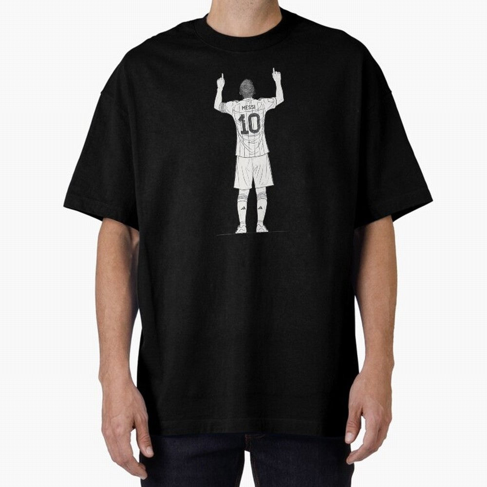 Lionel Messi minimalist sketch Oversized T-Shirt Fuel Your Fan Pride for FIFA World Cup 2026 Group Stage Filled with Cristiano Ronaldo, Haaland and CR7, Brazil, Portugal and Argentina Energy, Tournament Hype, Historic Matchups, Family Viewing