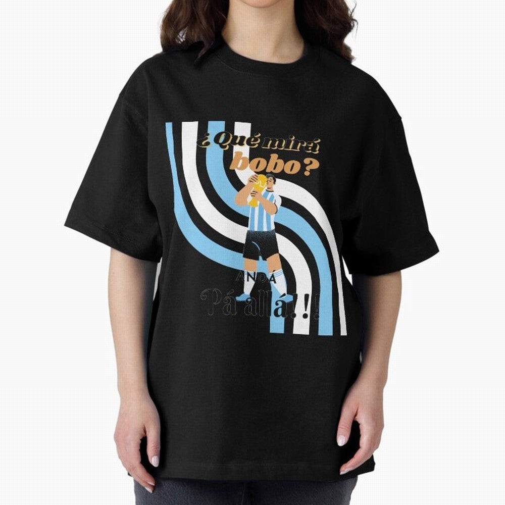 Vintage Messi Argentina Que Mira Bobo Oversized T-Shirt Spotlight FIFA World Cup 2026 USA Canada Mexico for Fans of Messi, CR7 and Mbappe and Netherlands, Bringing Football History, Final Match Energy, Crowd Noise and Once in a Lifetime Moments;