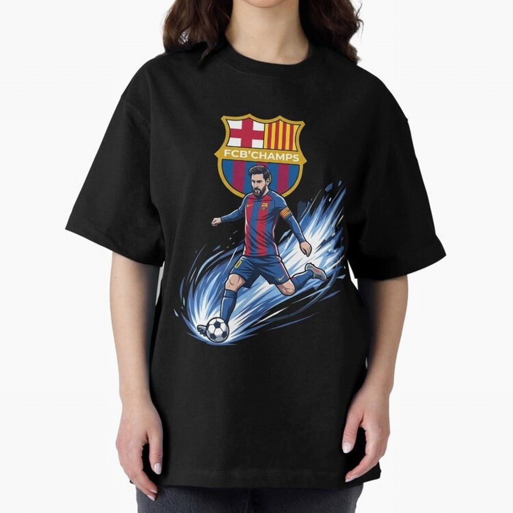 FC Barcelona Champs - The Goat Edition Oversized T-Shirt Celebrate National Team Dreams in FIFA World Cup 2026 Spirit, with Netherlands, Neymar, Haaland and Cristiano Ronaldo, Classic Soccer Heritage, Championship Pressure, Fan Loyalty and