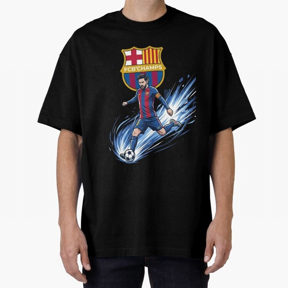 FC Barcelona Champs - The Goat Edition Oversized T-Shirt Celebrate National Team Dreams in FIFA World Cup 2026 Spirit, with Netherlands, Neymar, Haaland and Cristiano Ronaldo, Classic Soccer Heritage, Championship Pressure, Fan Loyalty and