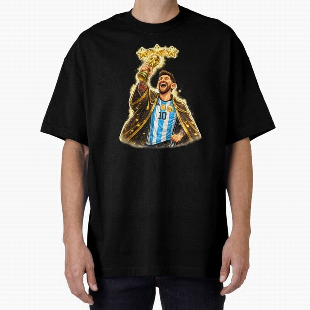 Messi King of Football World Champion ¨C Argentina 3 Stars Trophy Celebration Classic T-Shirt Join Match Day Hype around FIFA World Cup 2026 USA Canada Mexico, Cristiano Ronaldo, Haaland and CR7, England, Championship Spirit, Famous Goals, Roaring