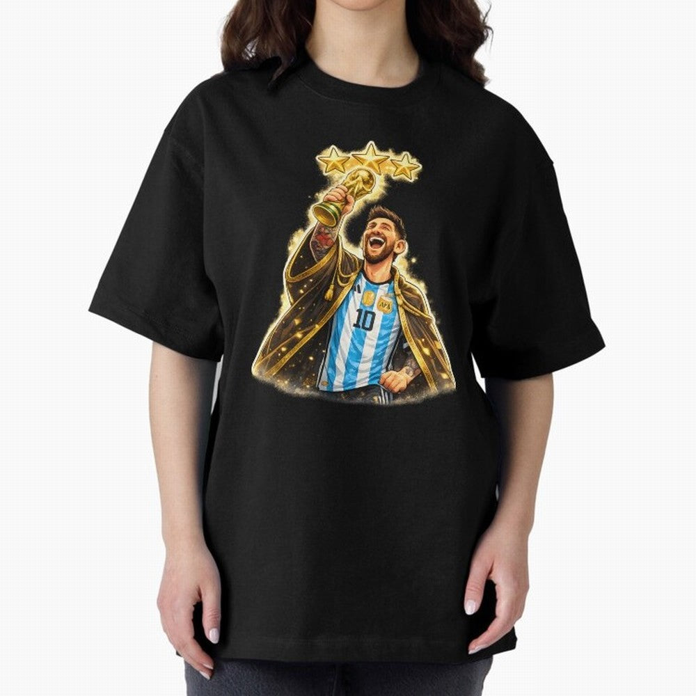 Messi King of Football World Champion ¨C Argentina 3 Stars Trophy Celebration Classic T-Shirt Join Match Day Hype around FIFA World Cup 2026 USA Canada Mexico, Cristiano Ronaldo, Haaland and CR7, England, Championship Spirit, Famous Goals, Roaring