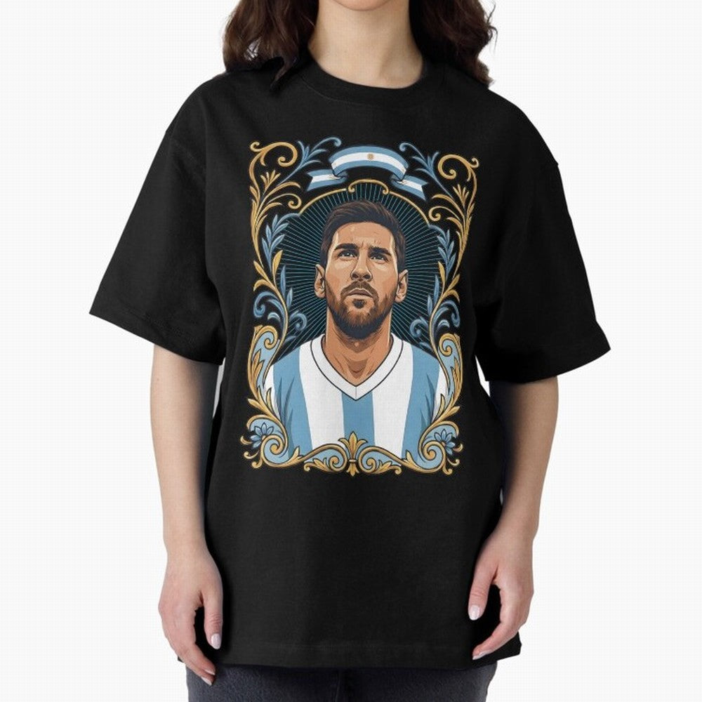 Lionel Messi Argentina Football Legend - Ornate Portrait Classic T-Shirt Wear the Spirit of Global Football Passion for FIFA World Cup 2026, Driven by Mbappe, Germany, Championship Spirit, Famous Goals, Roaring Crowds and International Football