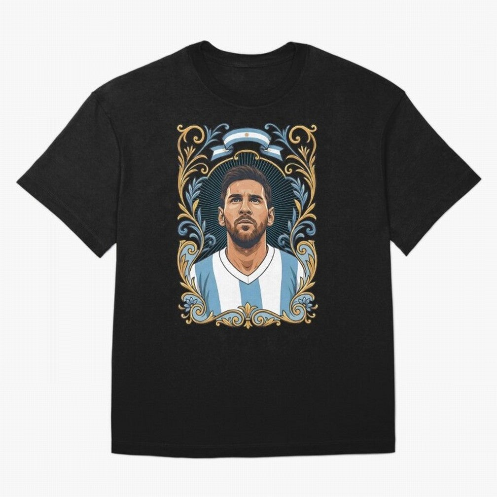 Lionel Messi Argentina Football Legend - Ornate Portrait Classic T-Shirt Wear the Spirit of Global Football Passion for FIFA World Cup 2026, Driven by Mbappe, Germany, Championship Spirit, Famous Goals, Roaring Crowds and International Football