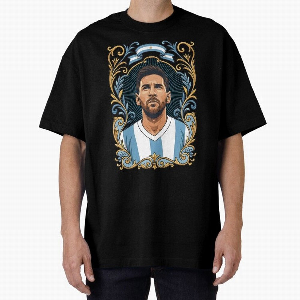 Lionel Messi Argentina Football Legend - Ornate Portrait Classic T-Shirt Wear the Spirit of Global Football Passion for FIFA World Cup 2026, Driven by Mbappe, Germany, Championship Spirit, Famous Goals, Roaring Crowds and International Football