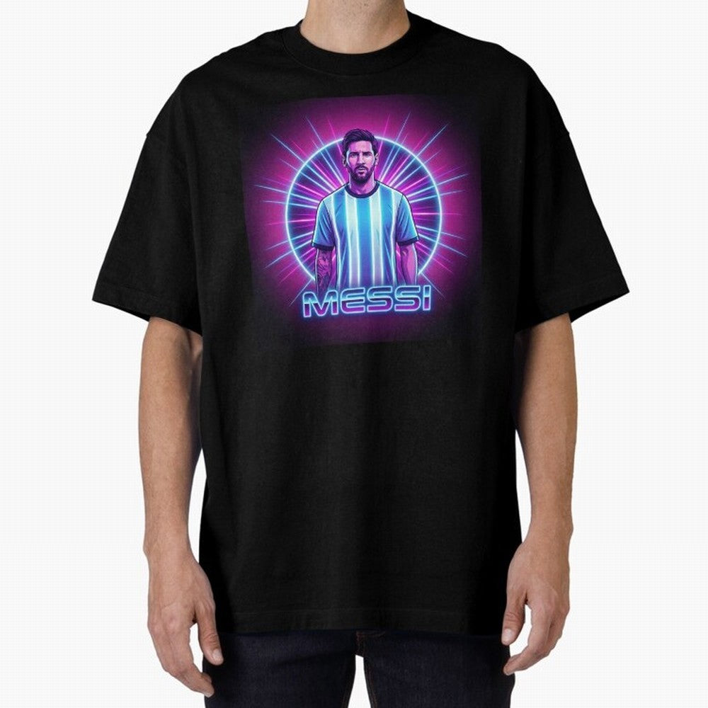 ?Argentina Football Legend Messi Cyberpunk Retro Futurist Design (Version 4) Classic T-Shirt Show Your Tournament Heart for FIFA World Cup 2026 Spirit, Inspired by Netherlands, Cristiano Ronaldo, Haaland and CR7, Tournament Hype, Historic Matchups,