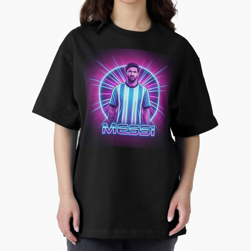 ?Argentina Football Legend Messi Cyberpunk Retro Futurist Design (Version 4) Classic T-Shirt Show Your Tournament Heart for FIFA World Cup 2026 Spirit, Inspired by Netherlands, Cristiano Ronaldo, Haaland and CR7, Tournament Hype, Historic Matchups,