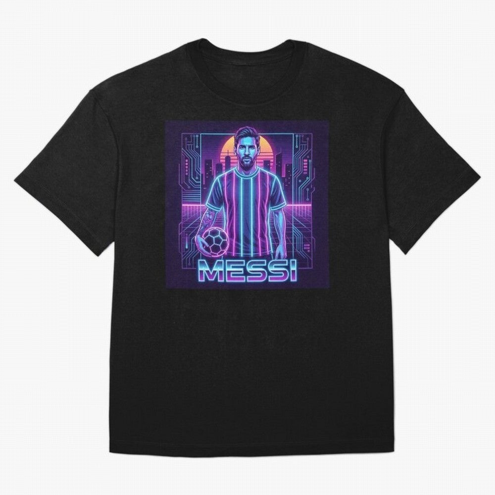 ?Argentina Football Legend Messi Cyberpunk Retro Futurist Design (Version 3) Classic T-Shirt Support the Legends of the FIFA World Cup 2026 USA Canada Mexico Journey through Neymar Highlights, Spain Pride, Vintage Soccer Flavor, Modern Football