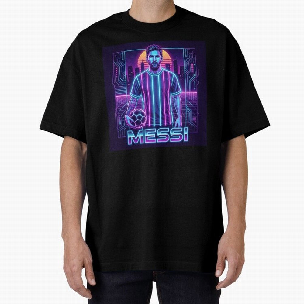 ?Argentina Football Legend Messi Cyberpunk Retro Futurist Design (Version 3) Classic T-Shirt Support the Legends of the FIFA World Cup 2026 USA Canada Mexico Journey through Neymar Highlights, Spain Pride, Vintage Soccer Flavor, Modern Football