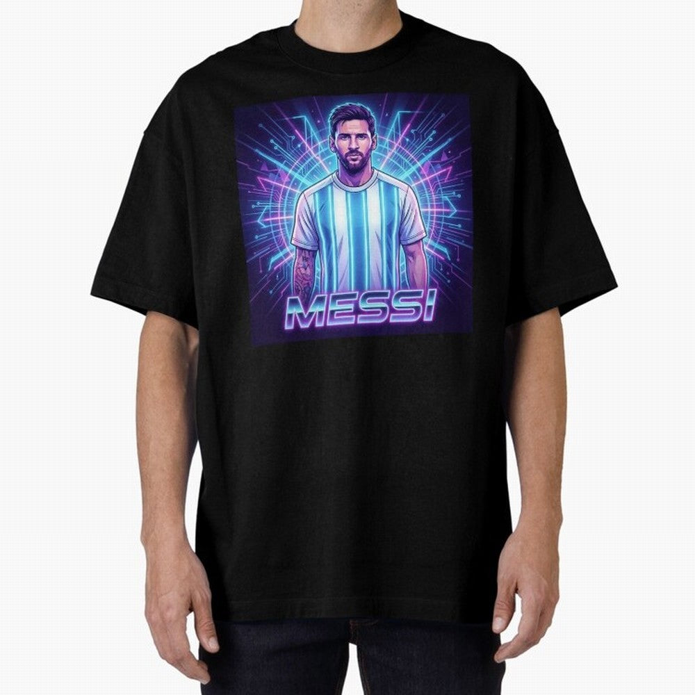 ?Argentina Football Legend Messi Cyberpunk Retro Futurist Design Classic T-Shirt Keep the Legacy of Global Football Passion for FIFA World Cup 2026, Centered on Haaland, England and Germany, Supporter Pride, Iconic Celebrations, Legendary Names and