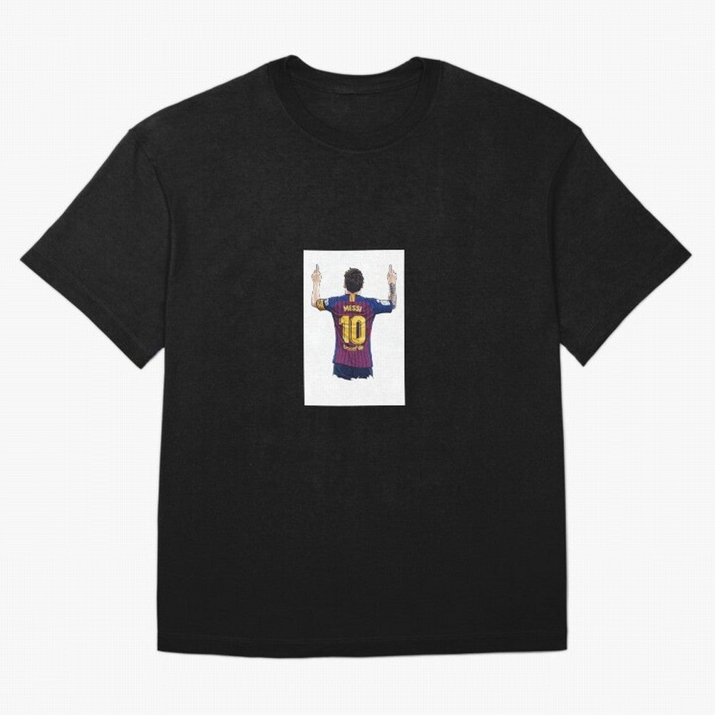 Lionel Messi Celebration Outline Barcelona FC Oversized T-Shirt Feel the Roar of Match Day Hype around FIFA World Cup 2026, Messi and Cristiano Ronaldo, France and Portugal, Retro Football Energy, Iconic Rivalries, Trophy Chase Drama and Stadium