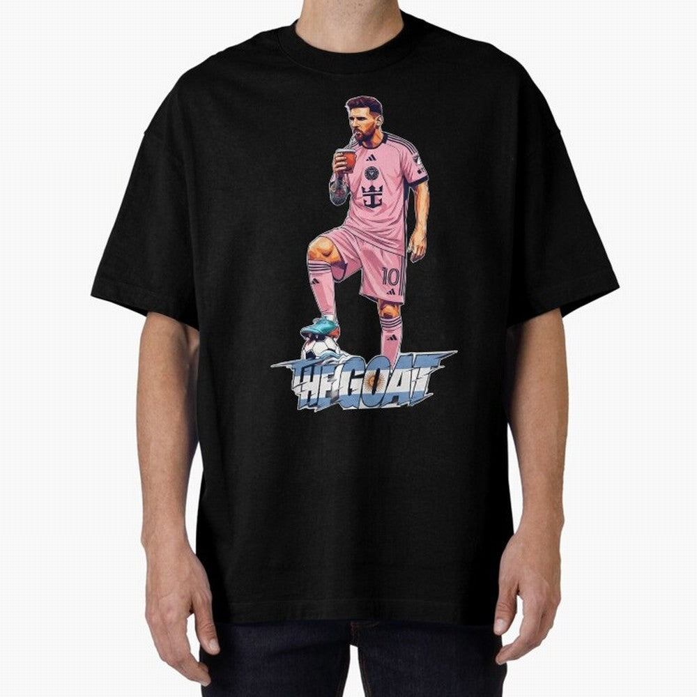 Messi Illustrated Style Drinking Mate ¨C Design by The Goat - Inter Miami Classic T-Shirt Celebrate Football Heritage in FIFA World Cup 2026 Filled with Cristiano Ronaldo, Haaland and CR7, France Energy, Fan Favorite Moments, National Team Passion,