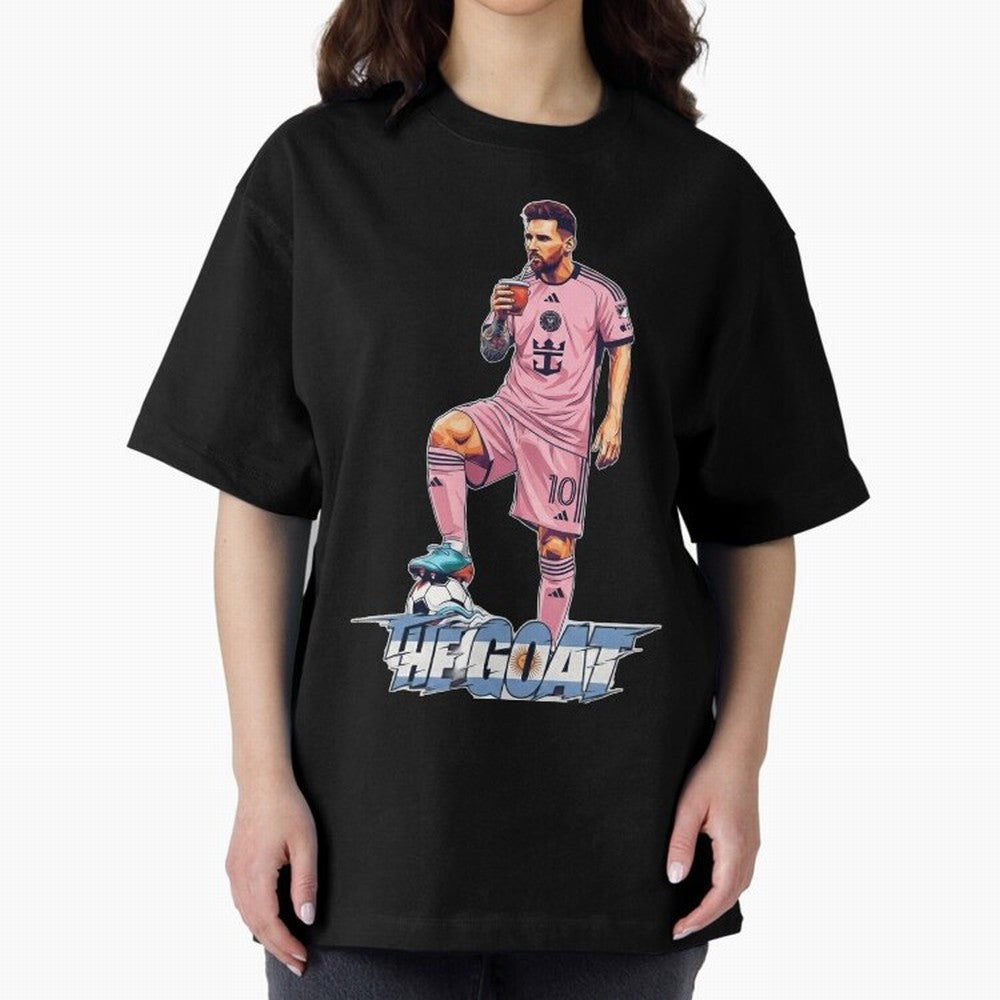Messi Illustrated Style Drinking Mate ¨C Design by The Goat - Inter Miami Classic T-Shirt Celebrate Football Heritage in FIFA World Cup 2026 Filled with Cristiano Ronaldo, Haaland and CR7, France Energy, Fan Favorite Moments, National Team Passion,