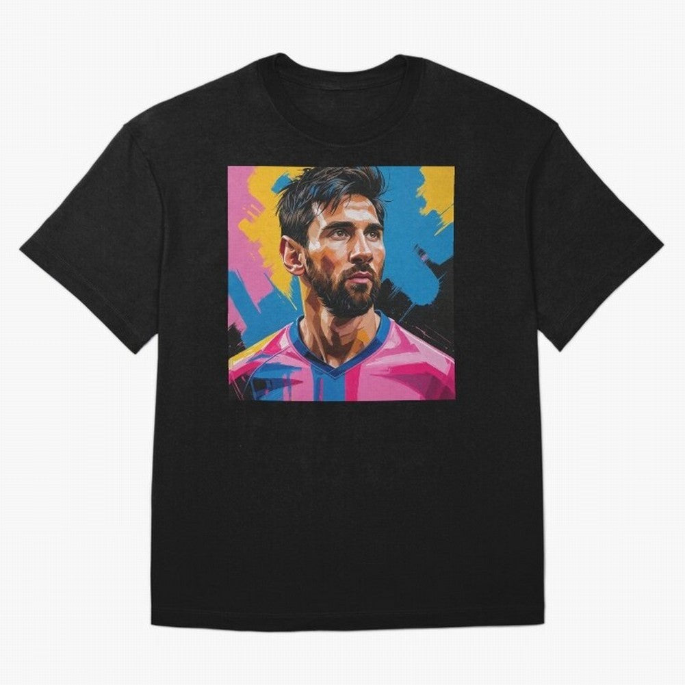 Vibrant Artistic Digital Painting Portrait of Lionel Messi (GOAT) Classic T-Shirt Capture FIFA World Cup 2026 Group Stage for Fans of Haaland and Spain and Netherlands, Bringing Vintage Soccer Flavor, Modern Football Stars, National Flags and Final