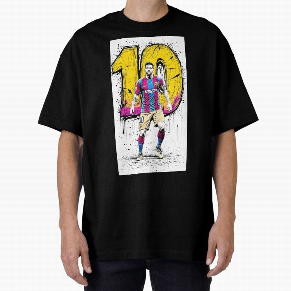 Lionel Messi Barcelona 10 Fan Art Oversized T-Shirt Celebrate Golden Goal Energy in FIFA World Cup 2026 for Fans of Messi, CR7 and Mbappe and Spain and Netherlands, Bringing Match Day Excitement, Supporter Culture, Golden Goals and Global Football