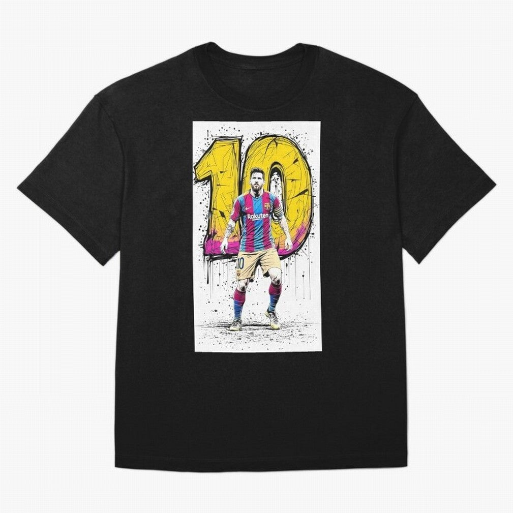 Lionel Messi Barcelona 10 Fan Art Oversized T-Shirt Celebrate Golden Goal Energy in FIFA World Cup 2026 for Fans of Messi, CR7 and Mbappe and Spain and Netherlands, Bringing Match Day Excitement, Supporter Culture, Golden Goals and Global Football