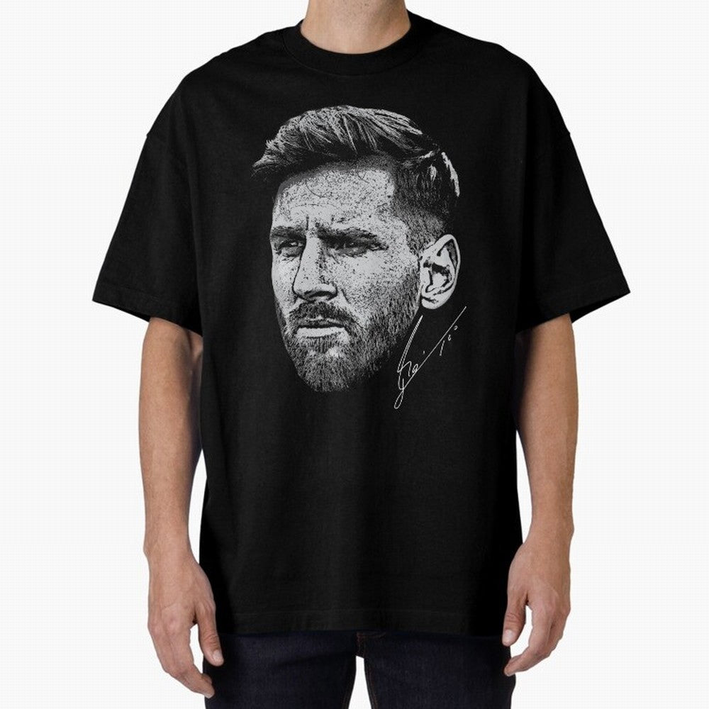 Lionel Messi Signed Boxy T-Shirt Celebrate Supporters United by Match Day Hype around FIFA World Cup 2026, Haaland and Mbappe, Spain and Netherlands, Retro Football Energy, Iconic Rivalries, Trophy Chase Drama and Stadium Atmosphere; Perfect for