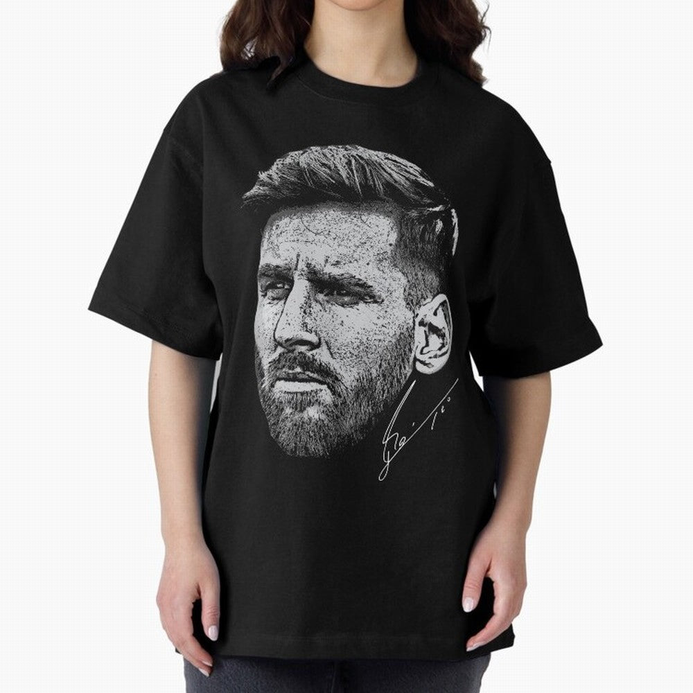 Lionel Messi Signed Boxy T-Shirt Celebrate Supporters United by Match Day Hype around FIFA World Cup 2026, Haaland and Mbappe, Spain and Netherlands, Retro Football Energy, Iconic Rivalries, Trophy Chase Drama and Stadium Atmosphere; Perfect for