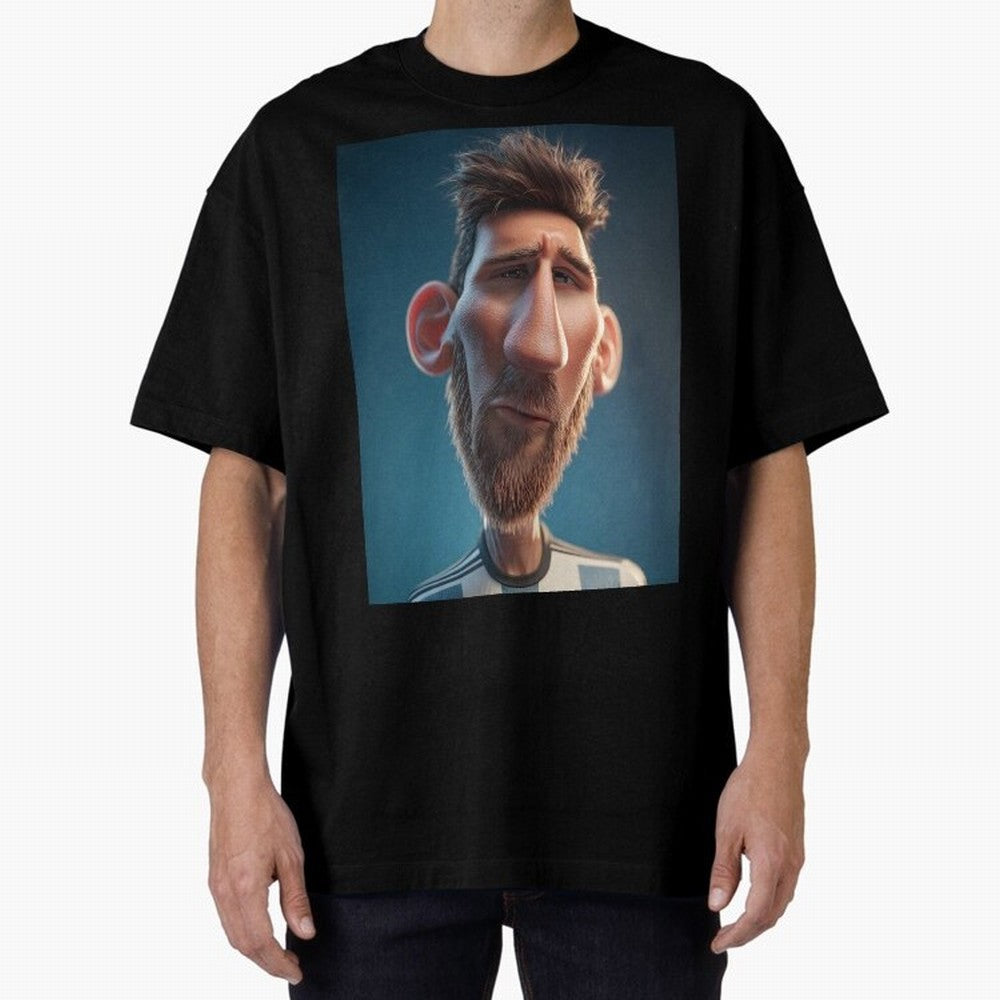 Lionel Messi Funny Soccer Cartoon Football Star Oversized T-Shirt Bring Champion Energy into Match Day Hype around FIFA World Cup 2026 Group Stage, Mbappe and Neymar, Portugal, Soccer Culture, Superstar Moments, National Team Dreams and Competitive