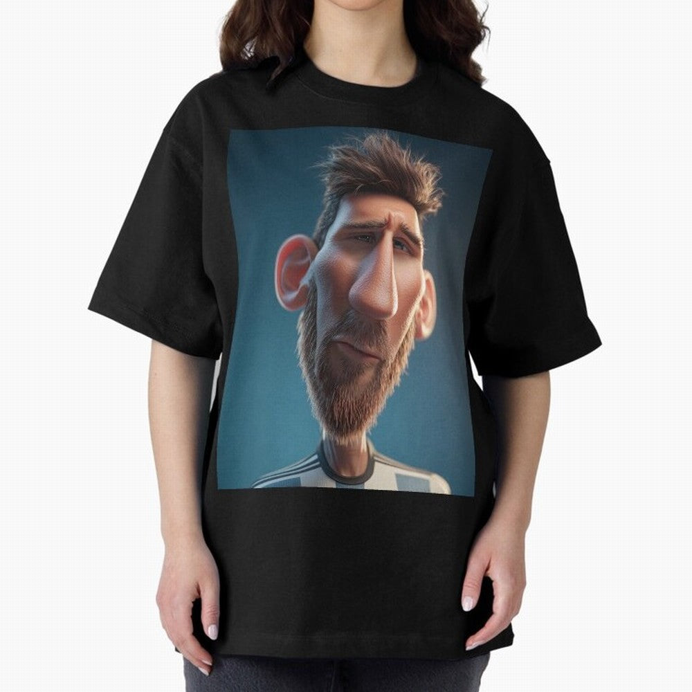 Lionel Messi Funny Soccer Cartoon Football Star Oversized T-Shirt Bring Champion Energy into Match Day Hype around FIFA World Cup 2026 Group Stage, Mbappe and Neymar, Portugal, Soccer Culture, Superstar Moments, National Team Dreams and Competitive