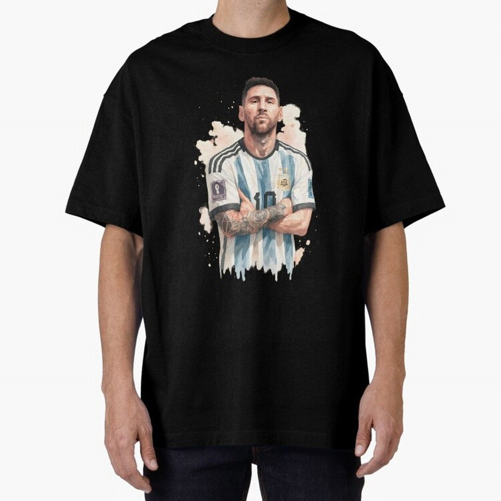 Lionel Messi watercolor illustration Classic T-Shirt Celebrate the Biggest Stage of FIFA World Cup 2026 USA Canada Mexico for Fans of Neymar and Netherlands, Bringing Championship Spirit, Famous Goals, Roaring Crowds and International Football