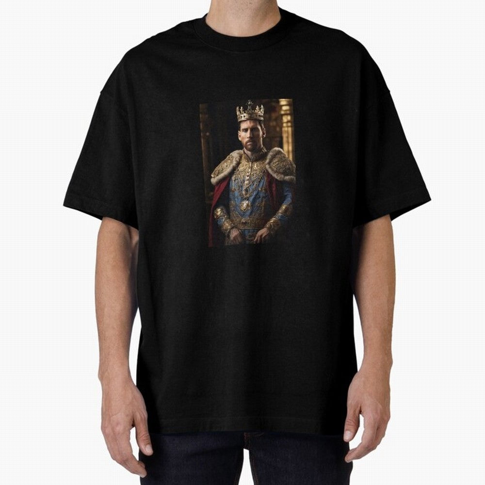 Lionel Messi, the king Oversized T-Shirt Celebrate the Magic of FIFA World Cup 2026 USA Canada Mexico with Mbappe and Neymar, Portugal, Spain and Germany Energy, Championship Spirit, Famous Goals, Roaring Crowds and International Football Unity;