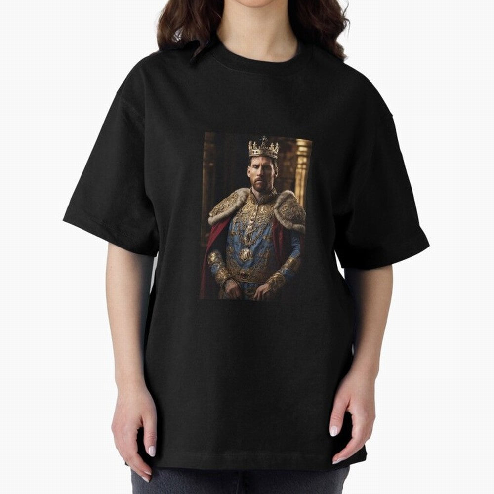 Lionel Messi, the king Oversized T-Shirt Celebrate the Magic of FIFA World Cup 2026 USA Canada Mexico with Mbappe and Neymar, Portugal, Spain and Germany Energy, Championship Spirit, Famous Goals, Roaring Crowds and International Football Unity;
