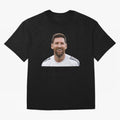 Lionel Messi smiling Oversized T-Shirt Capture Stadium Memories from the FIFA World Cup 2026 Journey through Messi and Cristiano Ronaldo Highlights, Portugal, Spain and Germany Pride, Soccer Culture, Superstar Moments, National Team Dreams and