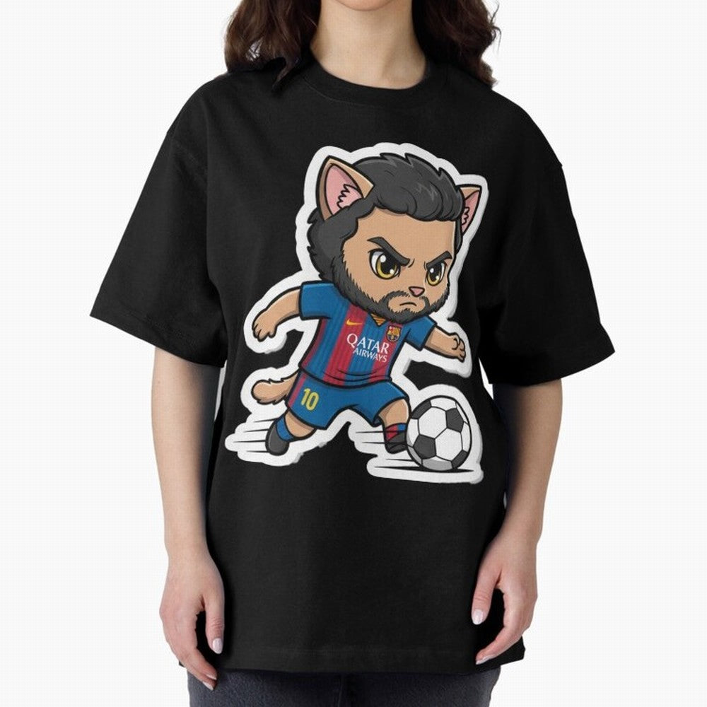 Fcb - Fc Barcelona | Cute Cat Messi with Jersey Barcelona Classic T-Shirt Bring Bold Fan Energy to Global Football Passion for FIFA World Cup 2026 USA Canada Mexico, with CR7 and Messi, England and Germany, Vintage Soccer Flavor, Modern Football
