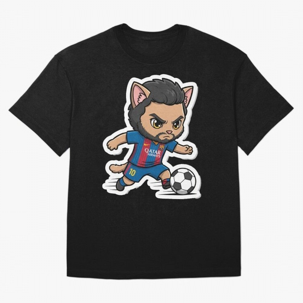 Fcb - Fc Barcelona | Cute Cat Messi with Jersey Barcelona Classic T-Shirt Bring Bold Fan Energy to Global Football Passion for FIFA World Cup 2026 USA Canada Mexico, with CR7 and Messi, England and Germany, Vintage Soccer Flavor, Modern Football