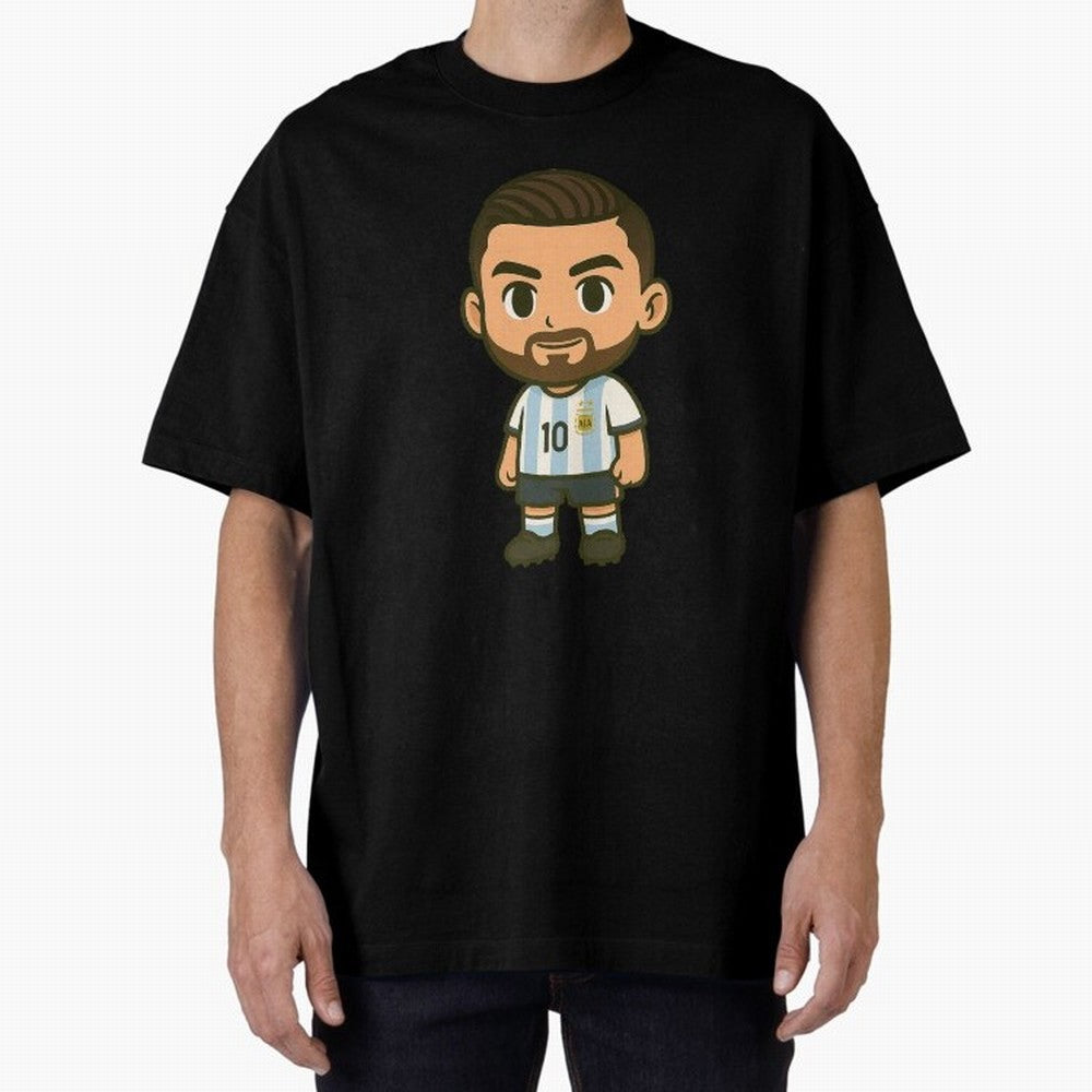 Lionel Messi Cartoon Art Argentina Classic T-Shirt Honor Champions and Dreams in Global Football Passion for FIFA World Cup 2026 USA Canada Mexico, Centered on Haaland, Spain and Netherlands, Match Day Excitement, Supporter Culture, Golden Goals