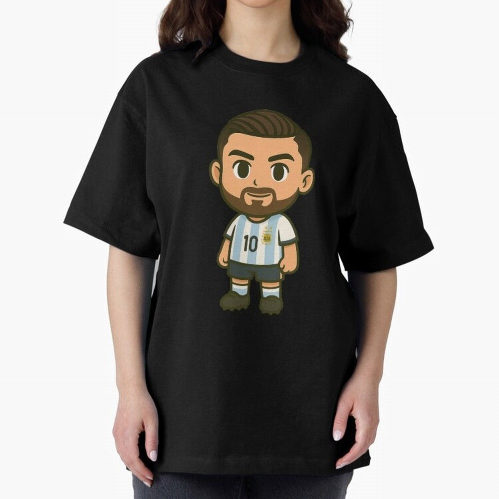Lionel Messi Cartoon Art Argentina Classic T-Shirt Honor Champions and Dreams in Global Football Passion for FIFA World Cup 2026 USA Canada Mexico, Centered on Haaland, Spain and Netherlands, Match Day Excitement, Supporter Culture, Golden Goals