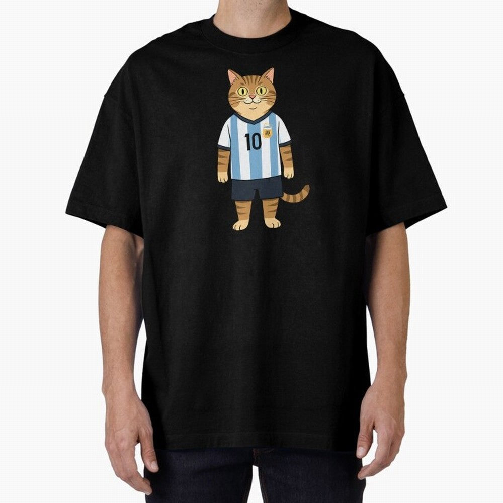 Lionel the Soccer Cat Oversized T-Shirt Support FIFA World Cup 2026 for Fans of Cristiano Ronaldo, Haaland and CR7 and Portugal, Bringing Football Passion, Legendary Performances, Festival Vibes and Supporter Community; Perfect for People Who Love