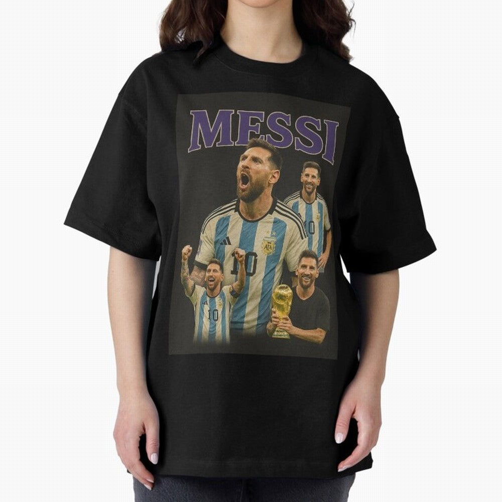 Lionel Messi Retro T-Shirt | 90s Football GOAT Collage Tee Boxy T-Shirt Bring a Champion Mindset to FIFA World Cup 2026 USA Canada Mexico Spirit, Inspired by Netherlands, Mbappe, Stadium Chants, National Pride, Trophy Dreams and Unforgettable