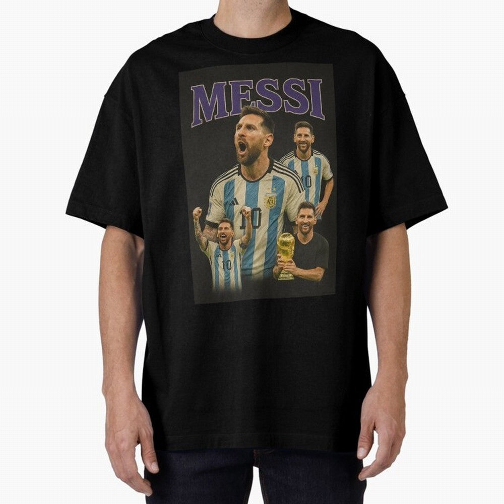 Lionel Messi Retro T-Shirt | 90s Football GOAT Collage Tee Boxy T-Shirt Bring a Champion Mindset to FIFA World Cup 2026 USA Canada Mexico Spirit, Inspired by Netherlands, Mbappe, Stadium Chants, National Pride, Trophy Dreams and Unforgettable