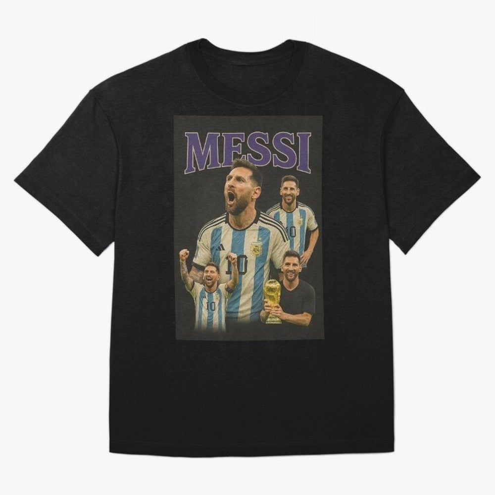 Lionel Messi Retro T-Shirt | 90s Football GOAT Collage Tee Boxy T-Shirt Bring a Champion Mindset to FIFA World Cup 2026 USA Canada Mexico Spirit, Inspired by Netherlands, Mbappe, Stadium Chants, National Pride, Trophy Dreams and Unforgettable