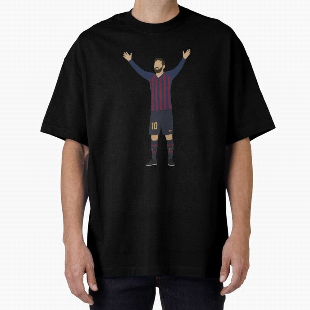 Leo Messi Celebration Sticker Oversized T-Shirt Feel the Heartbeat of Global Football Passion for FIFA World Cup 2026 Group Stage, Centered on CR7 and Messi, England, Football Festival Excitement, Trophy Ambitions, Country Rivalries and Star Player