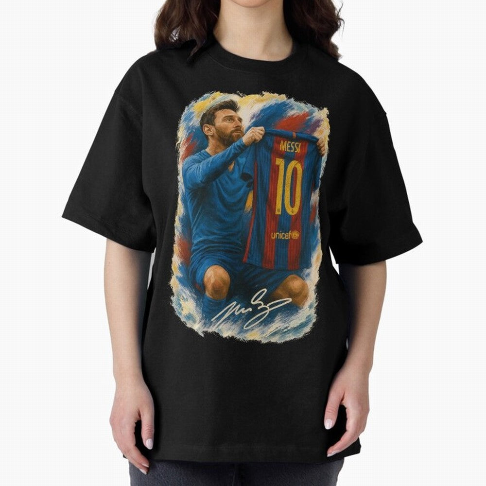 Messi Shirt Celebration Poster ¨C Iconic FC Barcelona Number 10 Artwork Oversized T-Shirt Show Passion for the Stars of the FIFA World Cup 2026 Group Stage Journey through CR7 Highlights, Argentina Pride, Worldwide Fan Energy, Dramatic Goals,