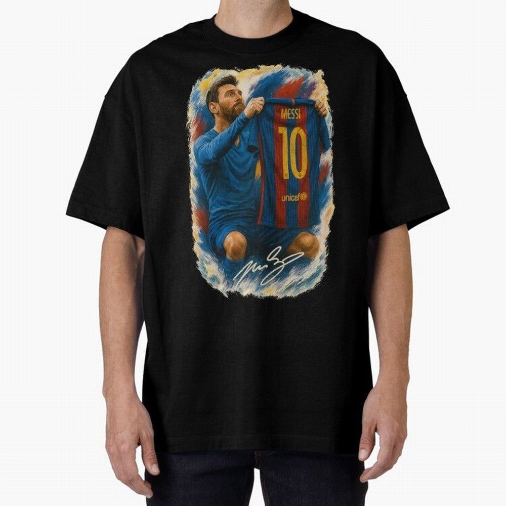 Messi Shirt Celebration Poster ¨C Iconic FC Barcelona Number 10 Artwork Oversized T-Shirt Show Passion for the Stars of the FIFA World Cup 2026 Group Stage Journey through CR7 Highlights, Argentina Pride, Worldwide Fan Energy, Dramatic Goals,