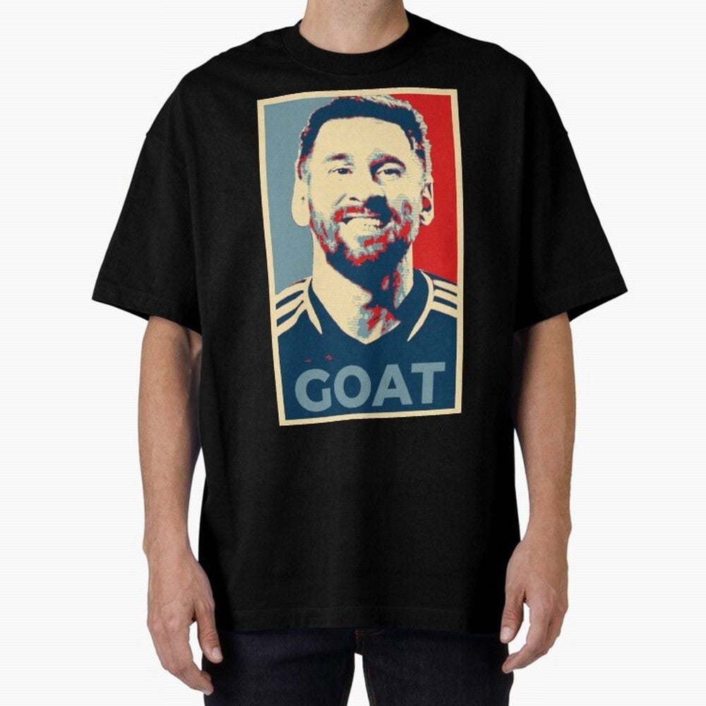 Messi - Hope Oversized T-Shirt Stand with Match Day Hype around FIFA World Cup 2026 Group Stage, Neymar, Haaland and Cristiano Ronaldo, France and Portugal, Champion Mindset, Group Stage Buzz, Knockout Tension and Passionate Fan Culture; Perfect