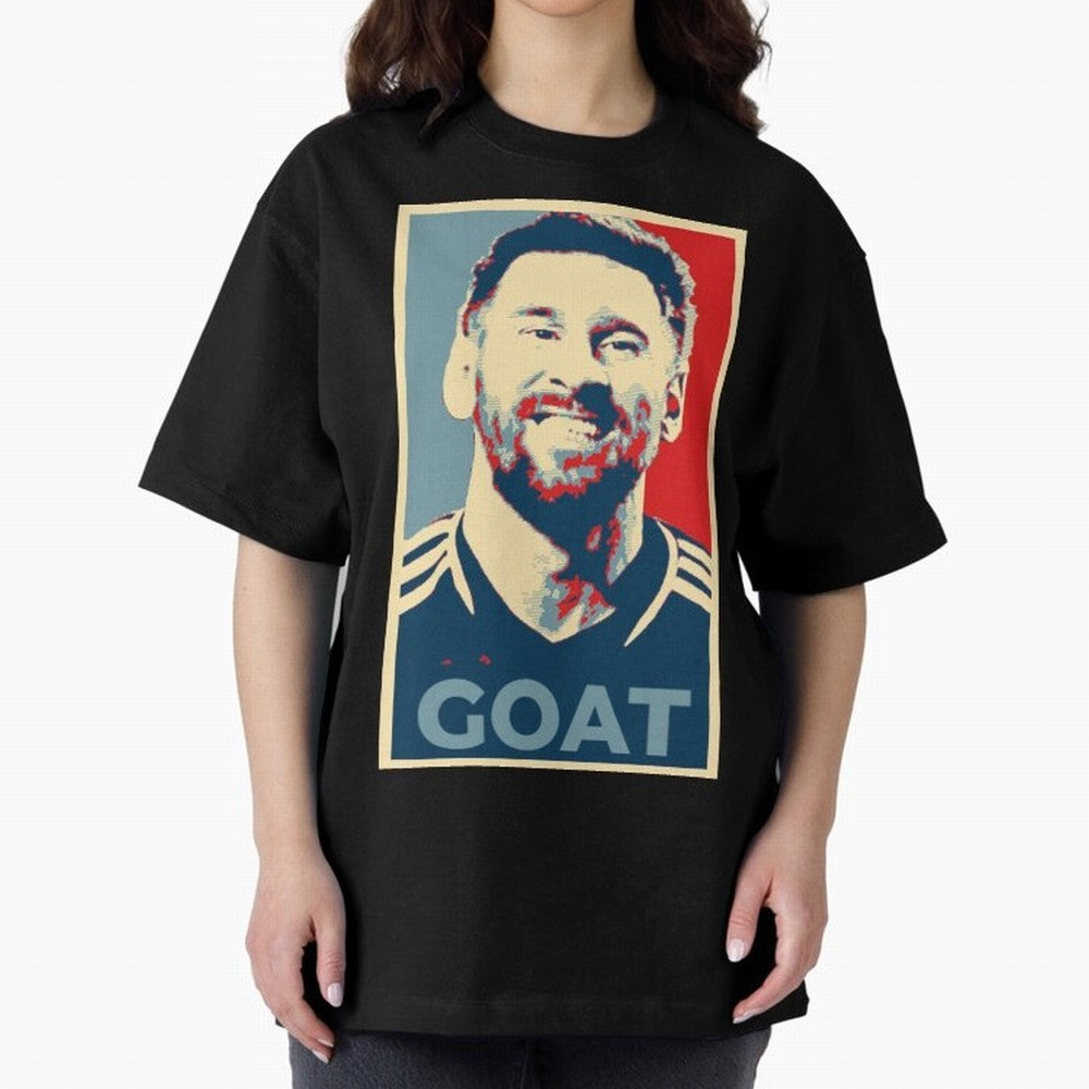 Messi - Hope Oversized T-Shirt Stand with Match Day Hype around FIFA World Cup 2026 Group Stage, Neymar, Haaland and Cristiano Ronaldo, France and Portugal, Champion Mindset, Group Stage Buzz, Knockout Tension and Passionate Fan Culture; Perfect