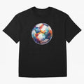 Football Soccer Ball Watercolor Illustration Drawing (Black BG) Oversized T-Shirt Turn Up for FIFA World Cup 2026 Group Stage Capturing Neymar, Spain and Netherlands Energy, Soccer Culture, Superstar Moments, National Team Dreams and Competitive