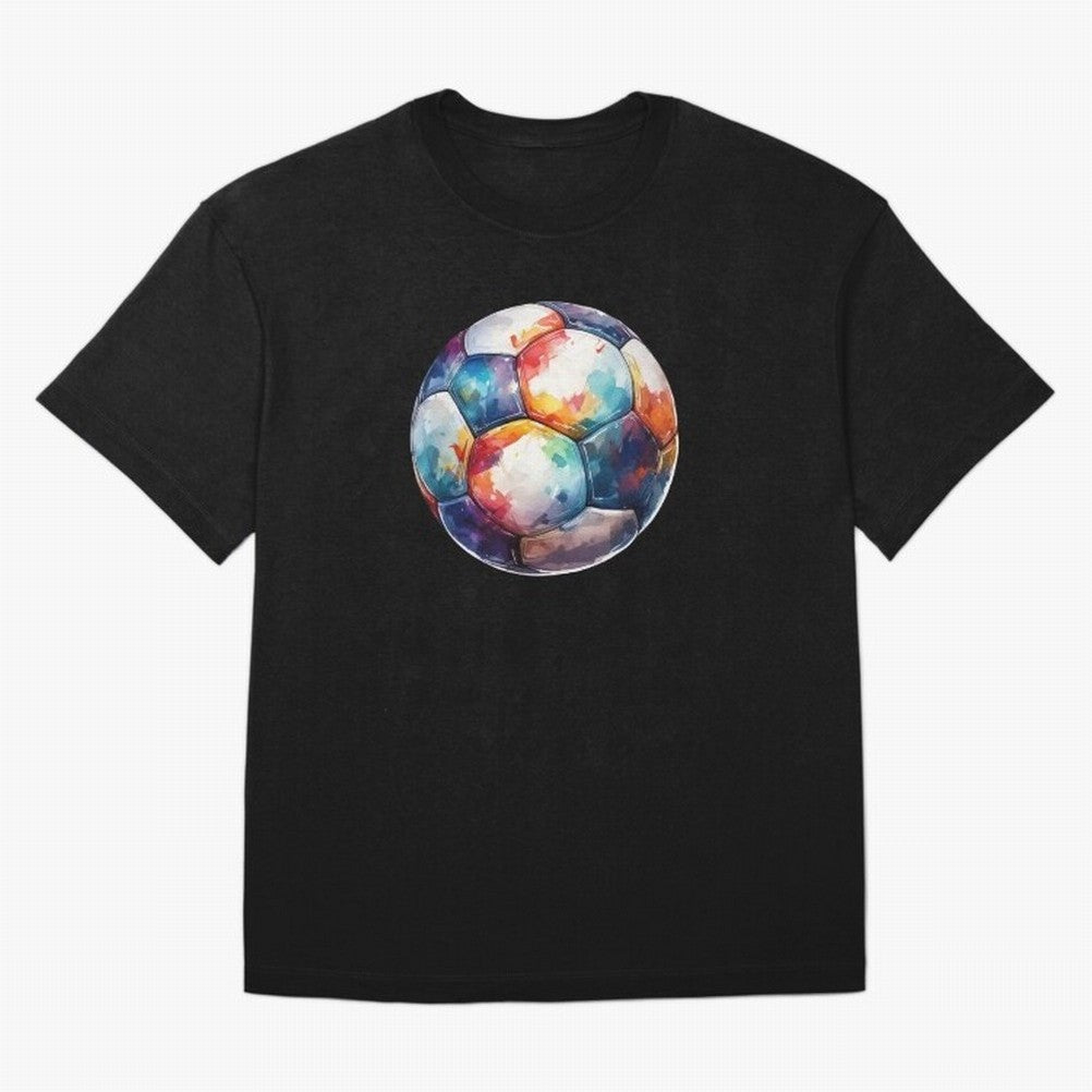 Football Soccer Ball Watercolor Illustration Drawing Classic T-Shirt Get Ready for Global Football Passion for FIFA World Cup 2026 USA Canada Mexico, Capturing Messi and Cristiano Ronaldo, Argentina, Vintage Soccer Flavor, Modern Football Stars,
